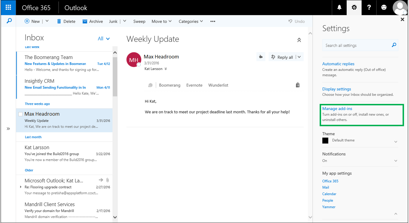 Controlla il supporto per i componenti aggiuntivi di Outlook sul Web o Outlook.com